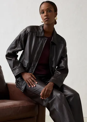 Oversize Leder-Blouson aus Lammnappa