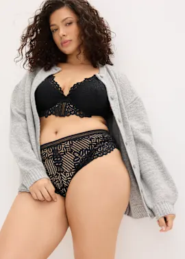 Schwarze Spitzen-Dessous