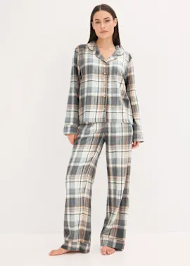 Karierter Flanell-Pyjama in Pastelltönen