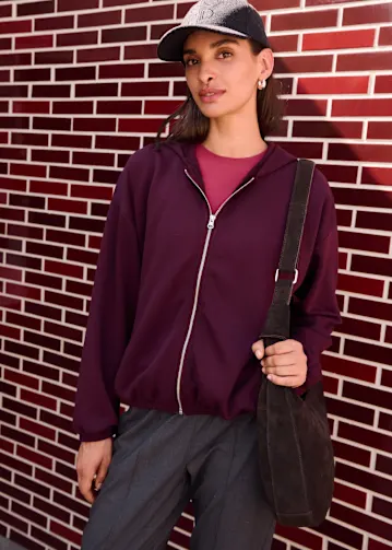 Kapuzen-Sweatjacke mit Ballonsaum