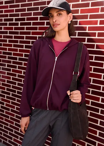 Kapuzen-Sweatjacke mit Ballonsaum