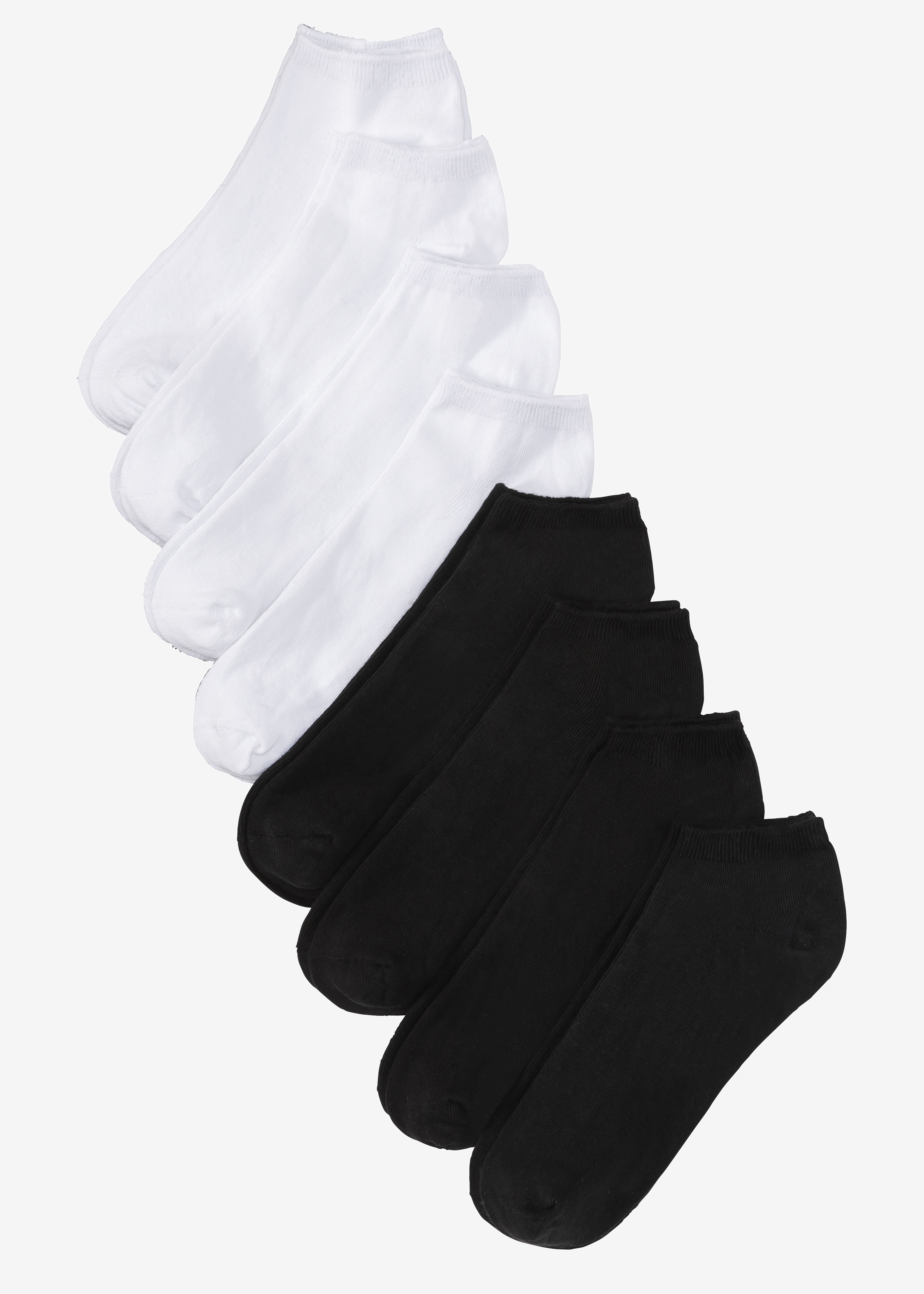 Hier sind schwarze und weiße Sneakersocken.
