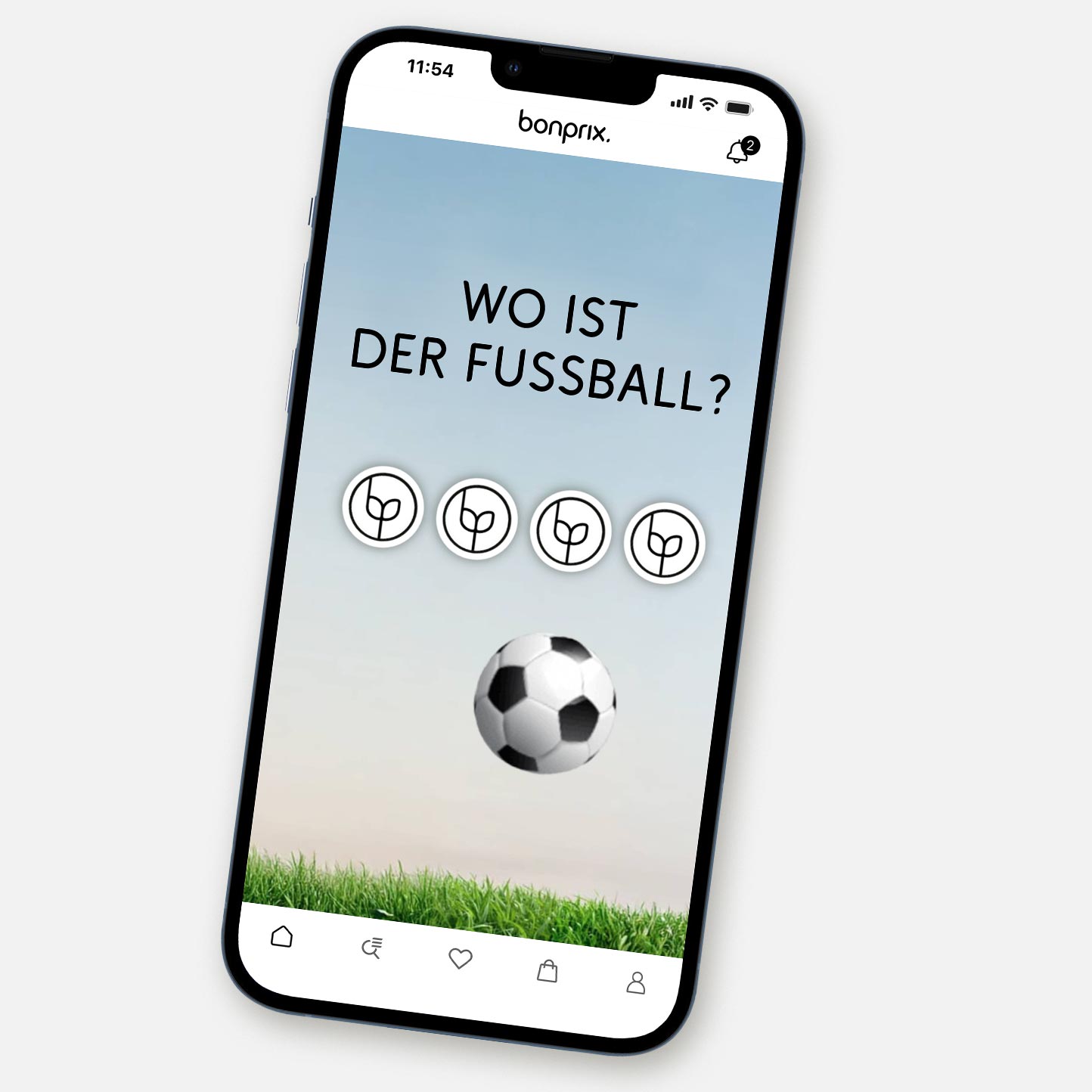 Bonprix App: Handy-Bildschirm mit einem Spiel.