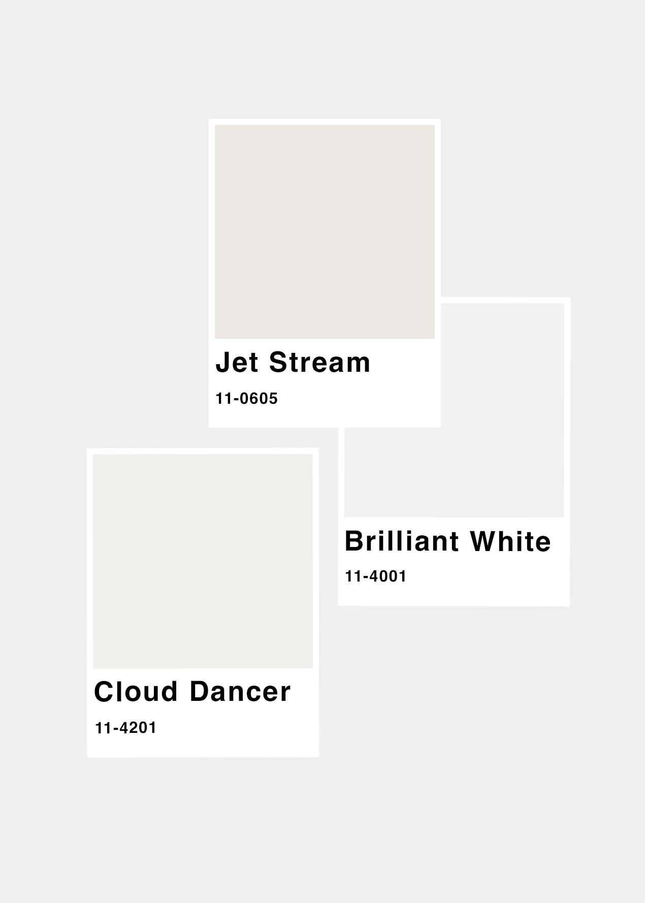 Pantone Farben für Cloud Dancer.