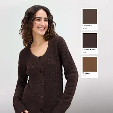 Elegante braune Bluse mit Bindedetail, passend zu Chestnut und Coffee Bean.