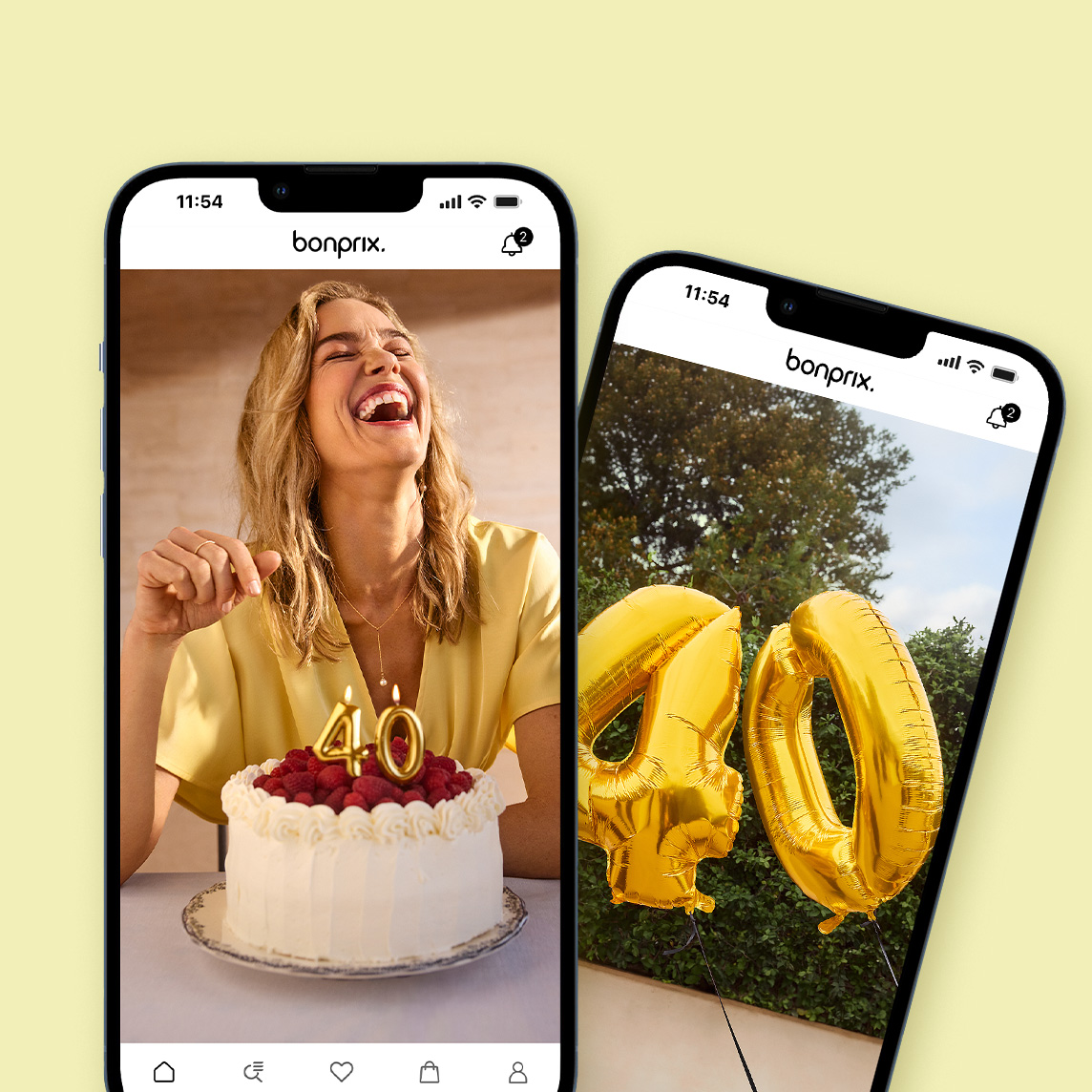 Handys mit Geburtstagmotiven zum 40. Geburtstag der Marke bonprix 