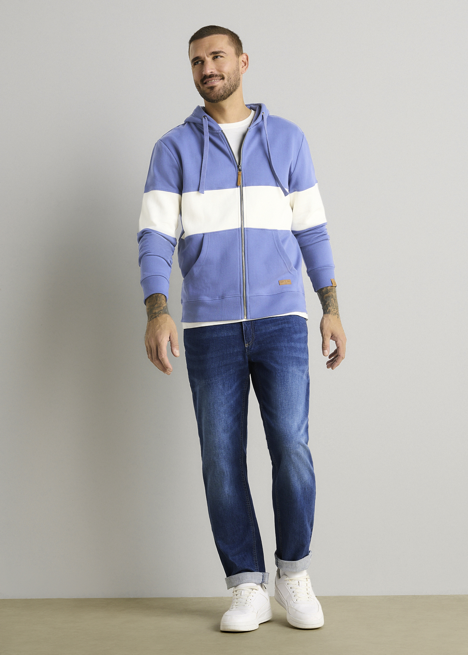 Kapuzen-Sweatjacke aus weichem Baumwoll-Mix