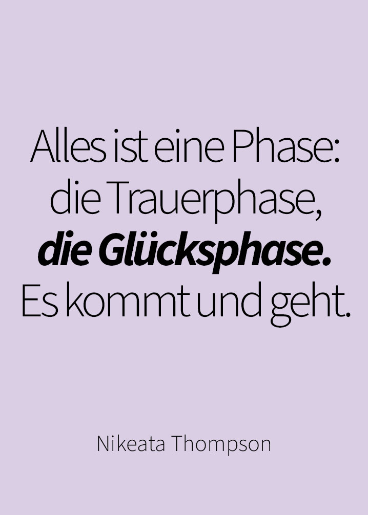 Ein Textzitat von Nikeata Thompson zum Thema Selbstliebe auf lilafarbenem Untergrund.