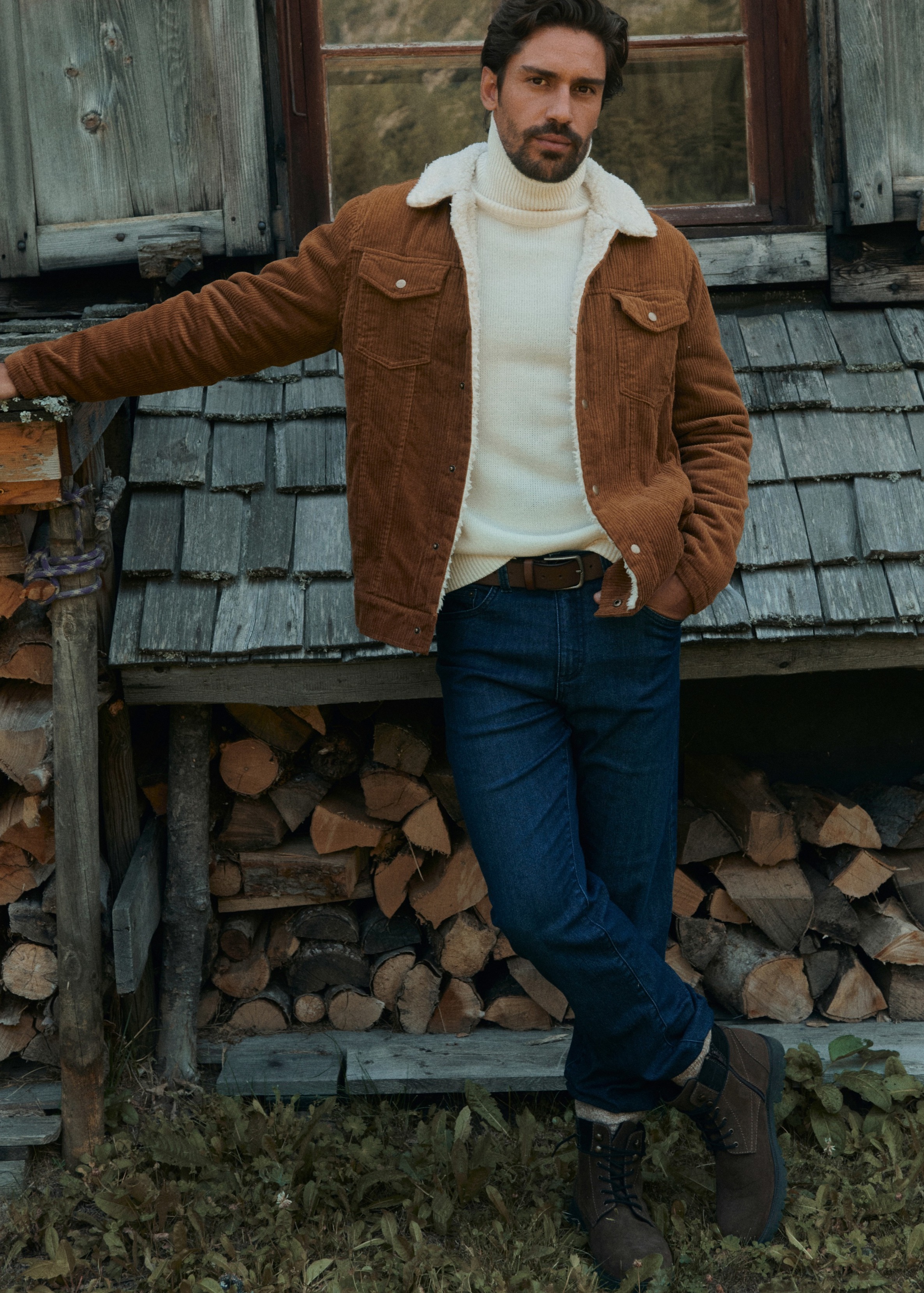 Cord-Winterjacke mit Teddyfutter